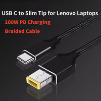 100W USB C GaN Charger Cable PD Charging Type-C To Slim Tip Power Cord Compatible with Lenovo Yoga 2 Pro Thinkpad 65w 90w Laptop