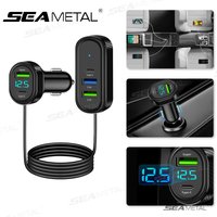 SEAMETAL 5 in 1 Car USB Charger Cigarette Lighter 66W Quick Charging 5-Ports Phone Charger 150cm Long Cable Auto Power Adapter