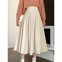 Women's Vintage Pleated Skirt High Waist Korean Fashion College Long Goth Skirt Ladies Autumn Casual A line Girls Y2K Skirt