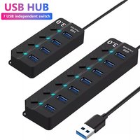 High Speed Multi Port USB 2.0 HUB Adapter USB 3.0 Hub Expander USB Splitter Multiple Extender With LED Lamp Switch For PC Laptop