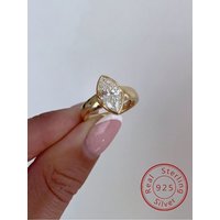 925 Sterling Silver Fashion 6*12mm Glossy Marquise Zircon Ring For Women Engagement Wedding Luxury High Quality Fine Jewelry