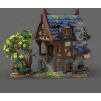 348pcs MOC The Medieval Blacksmith Bountiful Model Building Blocks Architecture Assembly DIY Creative Idea Display Brick Gift