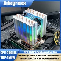 CPU Cooler 6 HeatPipes ARGB PWM Processador Air Radiator Silent Fan For LGA1700 1200 1151 1150 AM4 AM5 Ventilador