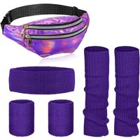 PESENAR 80s women's Neon Warm Legs Suit Holographic Wallets Knitting Warm Headband Wristband Is Suitable For Yoga Running Hiking