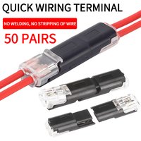 50 Pair Connector 2P - Solder-Free Strip-Free Insulation Piercing Terminal Block, Quick Disconnect Plug for LED Cable