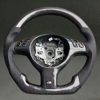 Black Carbon Fiber Steering Wheel with Perforated Leather for BMW E46 Real Carbon Fiber Sport Wheel for E46 Flat Bottom DIY New