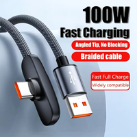100W Cable 10A Super Fast Charging Right Angle 90° Cable USB-C To Type-C Data Cord Phone Charging Data Cable Convenient Gaming