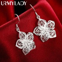 High Quality Jewelry 925 Sterling Silver Earring Fashion Retro Flowers earrings for women luxury Gifts