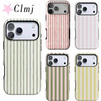 INS Korean Colorful Striped Phone Case for iPhone 17 17e 16e 16 15 14 13 12 11 X XS XR XSMAX Air Pro Max Plus Double-layer Cover