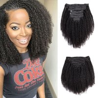 Afro Kinky Curly Clip In Hair Extensions Human Hair 12A Brazilian Virgin Remy 100% Human Hair 8pcs 120g/set Natural Color