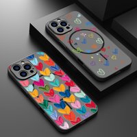 Magnetic Tiny Hearts Pattern Hard Case For iPhone 17e 17 16 15 14 13 Pro Max 15 Pro 16e For Magsafe Wireless Charge Phone Cover