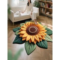 Special-shaped Sunflower Carpet Soft Absorbent Flower Carpet 60x60cm Non-slip Door Gasket for Living Room Tea Table Bedside