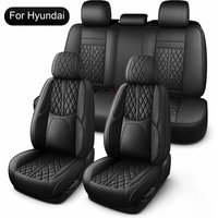 Autositzbezüge Komplettset, passend für Hyundai Tucson, Kona, i20, i30, i10, Santa Fe, Bayon, Nexo, PU-Leder Autositzschoner, Ganzjahres-Autositzkissen, Vordersitze und Rücksitze