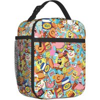 S-Spongebobs Lunch Bag Friends Portable Insulated Lunch Box Girls School Designer Cooler Bag Aesthetic Oxford Tote Food Bags