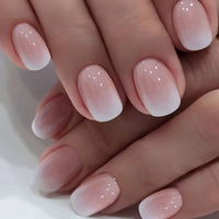 24pcs Bright Pink Gradient Push-On Nail Extensions In Short Square Shape Are Perfect For Women To Wear On Valentine'S Day