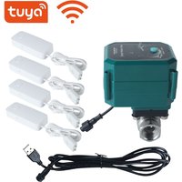 Tuya WIFI Irrigation Solenoid Water Valve Stainless Steel Pipe DN15(1/2") DN20(3/4") DN25(1") DN32(1-1/4") and 4pc Water Sensor