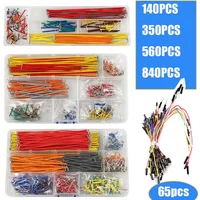 65/140/350/560/840Pcs/Box U Shape Solderless Breadboard Jumper Cable Wire Kit 14 Lengths for Bread Board Prototyping with Box