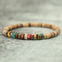 Minimalist Natural Wood Bracelets Unisex 6mm Hematite Imperial Beaded Braslet Meditation Yoga Braclet Leisure Accessories Joias