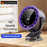 USB Mini Turbo High-Speed Desktop Fan with Digital Display and Wall-Mount Bracket, Small Clip-On Table Fan Office Home Use