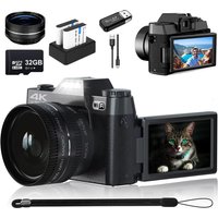 64MP Digital Photography Camera 4K WIFI Web Camcorder Vintage Vlog Video Recorder YouTube 16X Digital Zoom Camera 3" Flip Screen