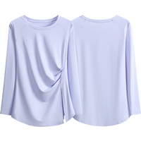 DRUR 2026 Women's Wrap Yoga Shirt With Side Split Round Neck Ruched Fitted Trendy Workout Top for Pilates Dance Gym Yogawear