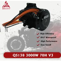 QSMOTOR QS138 70H V3 3000W 7500W Peak Mid Drive Motor 1:2.35 Gearbox IP67 Waterproof Efficiency 7200RPM for for E-Motorcycle