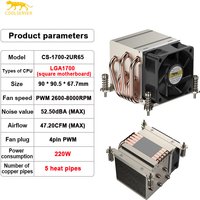 COOLSERVER R65 2U Server CPU Cooler PWM Fan 5 Heatpipe Side-blowing Radiator For LGA1700 115X 2011 AM4 AM5