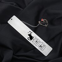 1pc Engraved Stainless Steel Bookmark - Cartoon Cat & Butterfly Design, Durable Teacher'S Day Thanksgiving Gift Best Classmates