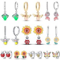 Women's 925 Sterling Silver Sunflower Seven Star Ladybug Animal Plant Themed Sweet Earrings Fit For Party Exquisite Gift Jewelry
