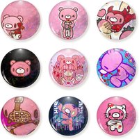 G-Gloomy Bear Round Snap-in Brooches Rock Band Lapel Pins Badges Fan Collection Accessories Jewelry Handmade Gifts