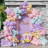 136pcs Castle Balloon Garland Arch Kit Macaron Pink Blue Latex Balloon Girl Birthday Wedding Party Decoration Baby Shower Supply