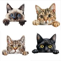 Peeking Cats Sticker, Water-proof Home Wall Decal, Used for Wall, Bathroom, Cabinet, Door,Toilet, Car, Laptop