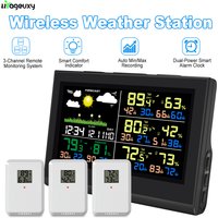Smart Wireless Weather Station with 3 Sensors Large Color Display Indoor Outdoor Digital Thermometer Hygrometer for Home Office