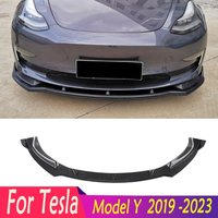 For Tesla 2019 -2023 Model Y High Quality Gloss Black Carbon LookCar Front Bumper Lip Splitter Diffuser Spoiler Bumper Body Kits