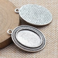 8pcs Inner Size 18x25mm(0.71x0.98inch) 2 Colors Oval Simple Style Cameo Cabochon Pendant Base Setting For Jewelry Making