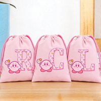 Cartoon Kirby Letter A-Z Storage Drawstring Bags Anime Girl Coin Key Pouch Birthday Party Candy Gift Bag Sundries Storage Pouch