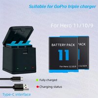 1600mAh Battery For GoPro Hero 12 11 10 9 Li-ion Battery Pack Motion Camera Battery Storage Fast Charger Rechargeable