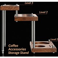 IKAPE Coffee Accessories Storage,3 Layer Wooden Coffee Tamper Holder,Fit 51/54/58MM Ideal for storing a variety of coffee tools