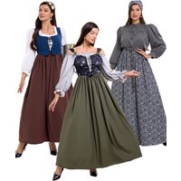 New European court costume, medieval retro costume, floral vest skirt, farm colonial stage performance costume set