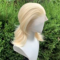 Blonde Short Mullet Head Wig Synthetic 13×4 Lace Front Wigs for Women Anime Game Cosplay Hair Heat Resistant Wig for Men