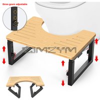 Foldable Bamboo Toilet Stool Non Slide Poop Seat Squat Bench Adjustable Height Squat Stool for Bathroom