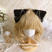 Cat's ears cosplay dark handmade Lolita chain cat's ear gothic cosplay animal ear lolita accessories