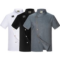 Chef Jacket Men Short Sleeve Kitchen Cook Shirts Unisex Restaurant Bakery Waiter Uniform