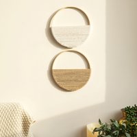 2-teiliges Makramee-Wandbehang, gewebt, Boho-Wanddekoration, Kunst, schick, böhmische Heimdekoration, Wohnung, Schlafzimmer, Wohnzimmer, Wohnheim, Kinderzimmer