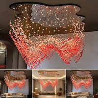Luxury Large Green Crystal Stone Chandelier for Lobby Loft Staircase Project Modern LED Color Crystal Hanging Chandelier Custom