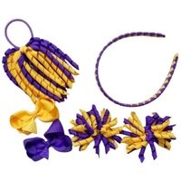 20 Sets Girl Curly Ribbon Hair Band Ties Bows Clips Korker Woven Headband Ponytail Holders Corker Bobbles Accessories 6PCS/LOT