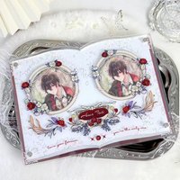 Vintage Wedding 58/65/75mm Acrylic Badge Display Frame, Book Shape Dual-slot Storage Stand, for Anime Kpop Merch Desk Ornament