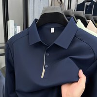 New Men's Long Sleeve Polo Shirt, Lapel Design, Business & Premium Sense, Nylon Spandex Seamless High Elastic Base Shirt, Men's