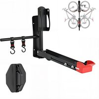 Support mural pivotant pour vélos, support de rangement pour vélos peu encombrant avec 2 crochets et joint pour roue arrière, pas besoin de soulever des charges lourdes, organisation de garage pour