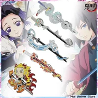 Metal Demon Slayer Katana Pin Anime Kimetsu No Yaiba Badges Backpack Manga Brooch Tanjrou Shinobu Sword Enamel Pin Accessories